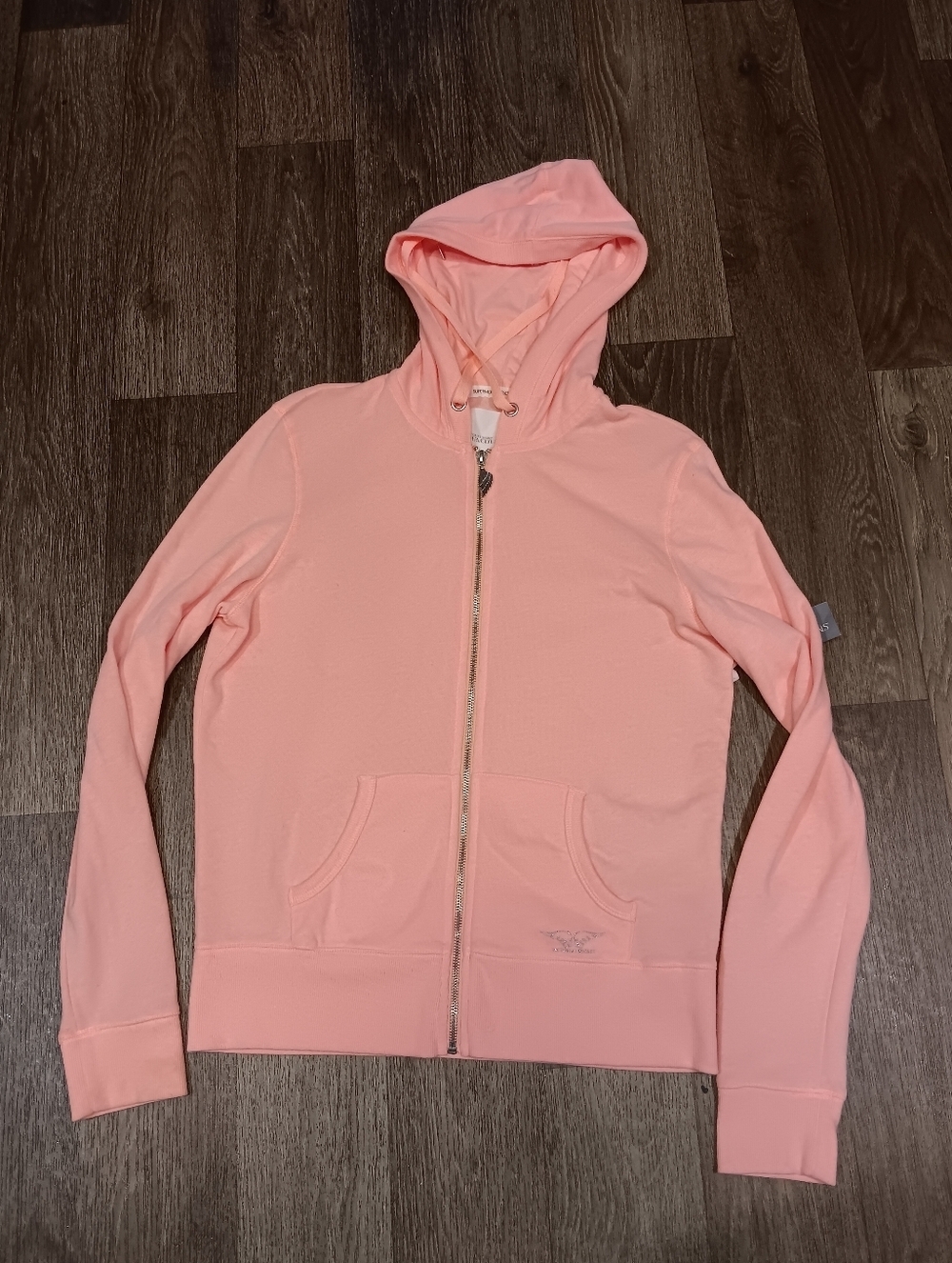 Victoria's Secret Supermodels Essentials  Light Pink Zip Hoodie Jacket Sz L Y2k